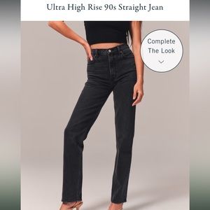 Abercrombie Ultra High Rise 90s Straight Jeans Black - 23